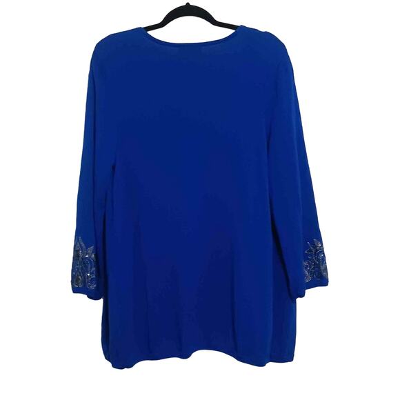 Bob Mackie Blue Embroidered Sequins Cardigan Size M - Picture 2 of 5